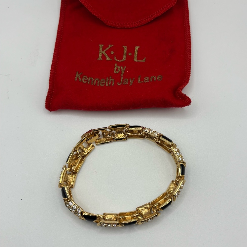 Kenneth Jay Lane Gold and Black Link Bracelet